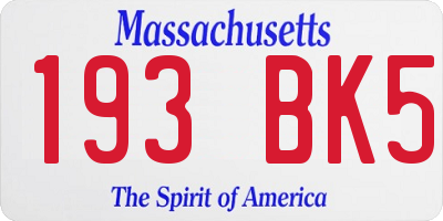 MA license plate 193BK5