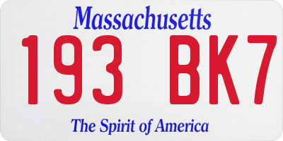 MA license plate 193BK7