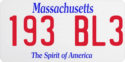 MA license plate 193BL3