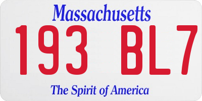 MA license plate 193BL7