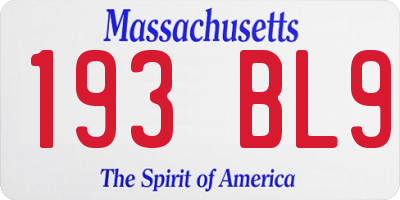MA license plate 193BL9