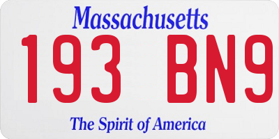 MA license plate 193BN9