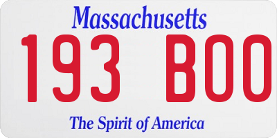 MA license plate 193BO0