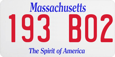 MA license plate 193BO2