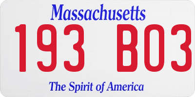 MA license plate 193BO3