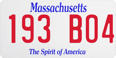 MA license plate 193BO4