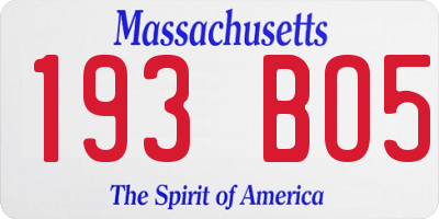 MA license plate 193BO5
