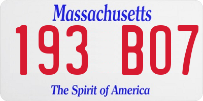 MA license plate 193BO7