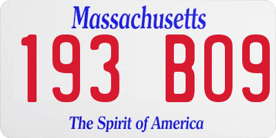 MA license plate 193BO9