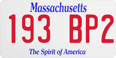 MA license plate 193BP2
