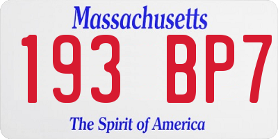 MA license plate 193BP7