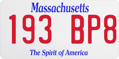 MA license plate 193BP8