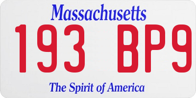 MA license plate 193BP9