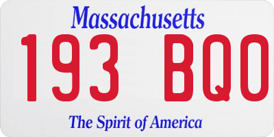MA license plate 193BQ0