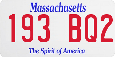 MA license plate 193BQ2