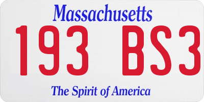 MA license plate 193BS3
