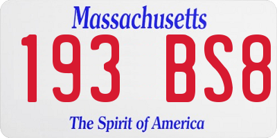 MA license plate 193BS8