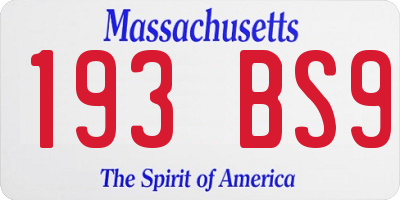 MA license plate 193BS9