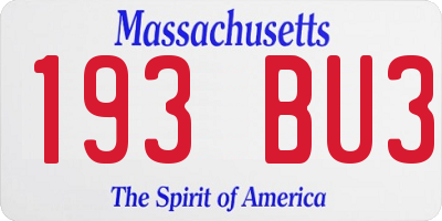 MA license plate 193BU3
