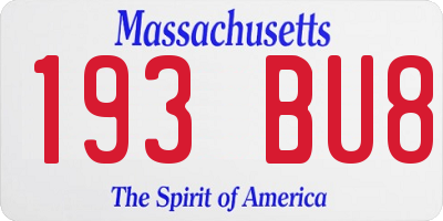 MA license plate 193BU8