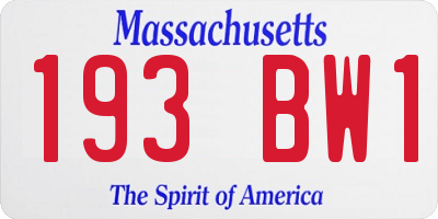 MA license plate 193BW1