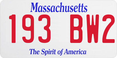 MA license plate 193BW2