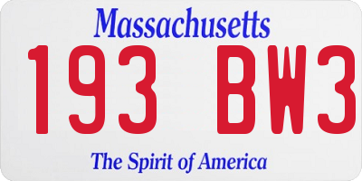 MA license plate 193BW3