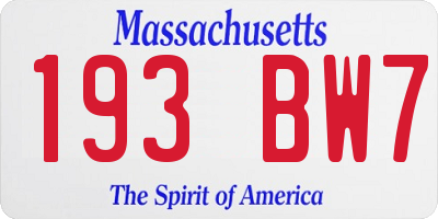 MA license plate 193BW7