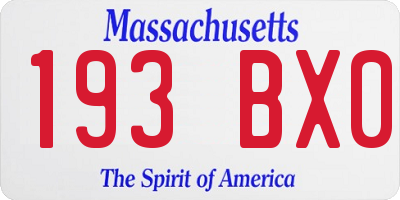 MA license plate 193BX0
