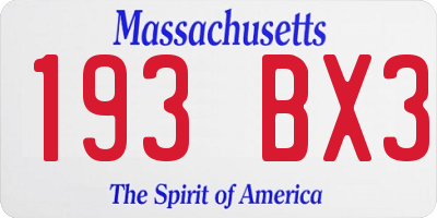 MA license plate 193BX3
