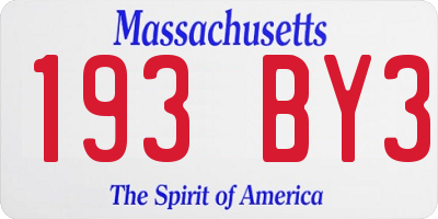 MA license plate 193BY3