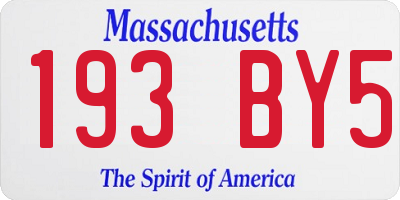MA license plate 193BY5