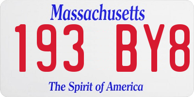 MA license plate 193BY8