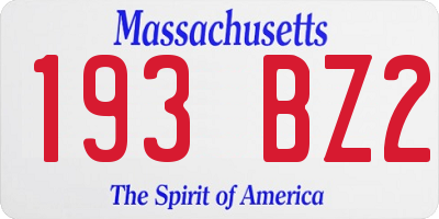 MA license plate 193BZ2