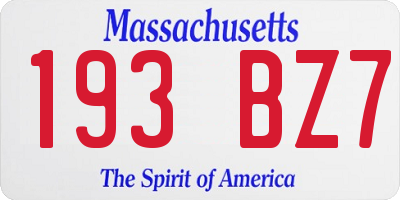 MA license plate 193BZ7