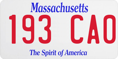 MA license plate 193CA0