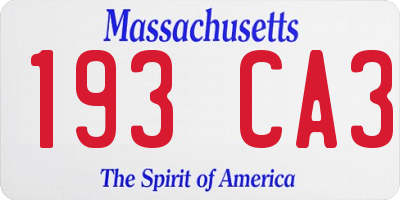MA license plate 193CA3