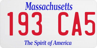 MA license plate 193CA5