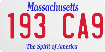 MA license plate 193CA9