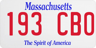 MA license plate 193CB0