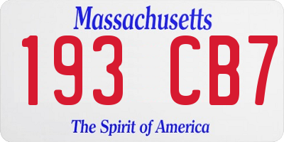 MA license plate 193CB7