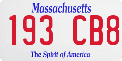 MA license plate 193CB8