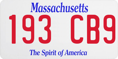 MA license plate 193CB9