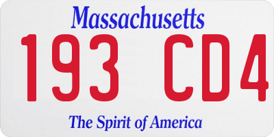 MA license plate 193CD4