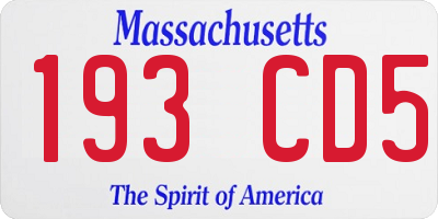 MA license plate 193CD5