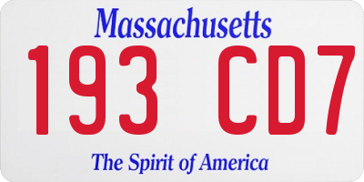 MA license plate 193CD7
