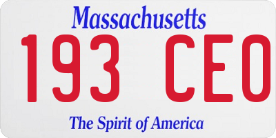 MA license plate 193CE0