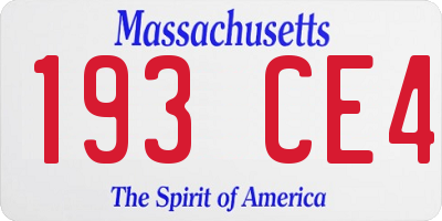 MA license plate 193CE4