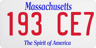 MA license plate 193CE7