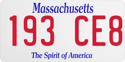 MA license plate 193CE8